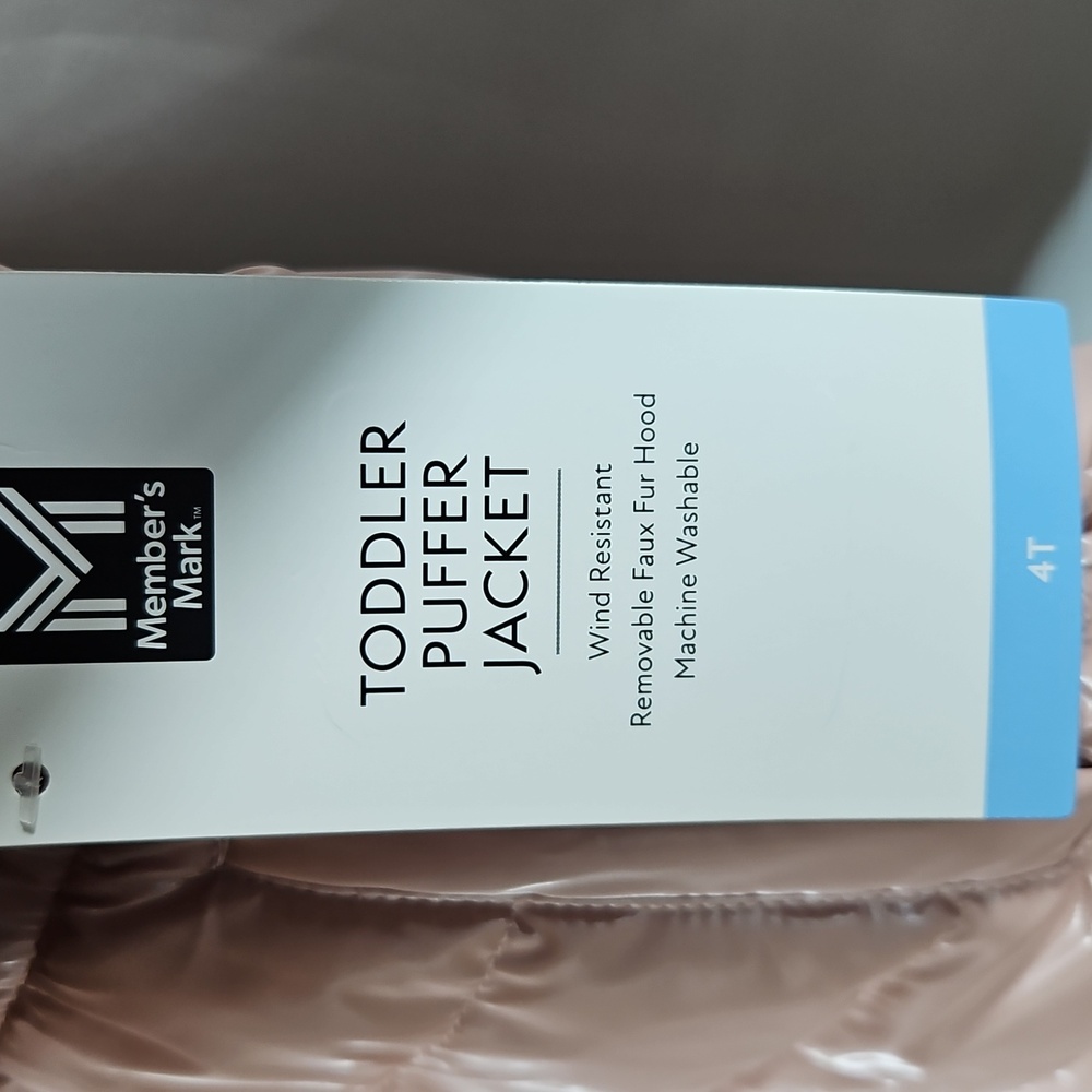 Members Mark Toddler Girls Pink Puffer Jacket With Fur Size 4T NWT - Picture 3 of 6